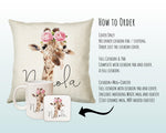 Personalised Giraffe Cushion Gift Printed Name Design - Cushion Throw Pillow Gift For Mum Dad Friend Bedroom Birthday Christmas Gift CS076