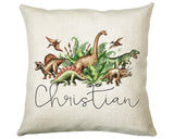 Personalised Dinosaur Cushion Gift Printed Name Design - Cushion Throw Pillow Gift For Mum Dad Friend Bedroom Birthday Christmas Gift CS072