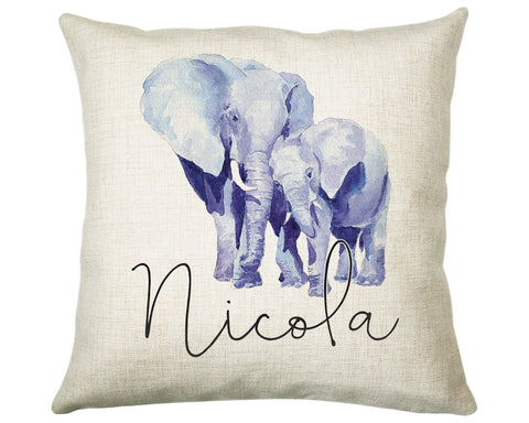 Personalised Elephant Cushion Gift Printed Name Design - Cushion Throw Pillow Gift For Mum Dad Friend Bedroom Birthday Christmas Gift CS046