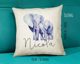 Personalised Elephant Cushion Gift Printed Name Design - Cushion Throw Pillow Gift For Mum Dad Friend Bedroom Birthday Christmas Gift CS046