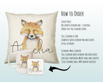 Personalised Fox Cushion Gift Printed Name Design - Cushion Throw Pillow Gift For Boys Nursery Bedroom Birthday Christmas Gift CS030