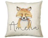 Personalised Fox Cushion Gift Printed Name Design - Cushion Throw Pillow Gift For Boys Nursery Bedroom Birthday Christmas Gift CS030