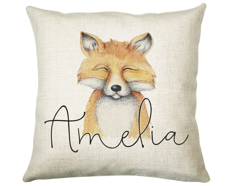 Personalised Fox Cushion Gift Printed Name Design - Cushion Throw Pillow Gift For Boys Nursery Bedroom Birthday Christmas Gift CS030