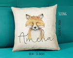 Personalised Fox Cushion Gift Printed Name Design - Cushion Throw Pillow Gift For Boys Nursery Bedroom Birthday Christmas Gift CS030