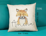 Personalised Fox Cushion Gift Printed Name Design - Cushion Throw Pillow Gift For Boys Nursery Bedroom Birthday Christmas Gift CS030