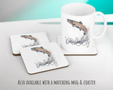 Personalised Fathers Day Gift Leaping Salmon Cushion Gift Printed Name Design - Cushion Throw Pillow Gift For Fishing Lover Fisherman CS550