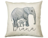 Personalised Elephant Giraffe Cushion Gift - Printed Name Design Safari Cushion Throw Pillow Gift Boy Girl Kids Bedroom Birthday Gift CS177