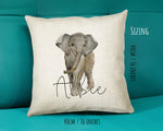 Personalised Elephant Giraffe Cushion Gift - Printed Name Design Safari Cushion Throw Pillow Gift Boy Girl Kids Bedroom Birthday Gift CS174