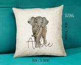 Personalised Elephant Giraffe Cushion Gift - Printed Name Design Safari Cushion Throw Pillow Gift Boy Girl Kids Bedroom Birthday Gift CS174