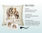 Personalised Elephant Giraffe Cushion Gift - Printed Name Design Safari Cushion Throw Pillow Gift Boy Girl Kids Bedroom Birthday Gift CS173