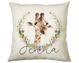 Personalised Giraffe Cushion Gift Printed Name Design - Cushion Throw Pillow Gift For Mum Dad Friend Bedroom Birthday Christmas Gift CS158