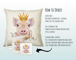 Personalised Hipster Pig Cushion Gift Printed Name Design - Cushion Throw Pillow Gift For Mum Friend Bedroom Birthday Christmas Gift CS142