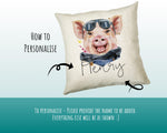 Personalised Hipster Pig Cushion Gift Printed Name Design - Cushion Throw Pillow Gift For Mum Friend Bedroom Birthday Christmas Gift CS141