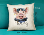 Personalised Hipster Pig Cushion Gift Printed Name Design - Cushion Throw Pillow Gift For Mum Friend Bedroom Birthday Christmas Gift CS141
