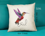 Personalised Hummingbird Cushion Gift Printed Name Design - Cushion Throw Pillow Gift For Mum Friend Bedroom Birthday Christmas Gift CS081