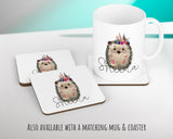 Personalised Hedgehog Cushion Gift - Custom Name Design Scatter Pillow Decor With Padding & Cushion Cover - Woodland Animals Wildlife CS069