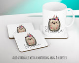 Personalised Hedgehog Cushion Gift - Custom Name Design Scatter Pillow Decor With Padding & Cushion Cover - Woodland Animals Wildlife CS069
