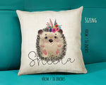Personalised Hedgehog Cushion Gift - Custom Name Design Scatter Pillow Decor With Padding & Cushion Cover - Woodland Animals Wildlife CS069