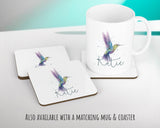 Personalised Humming bird Cushion Gift Printed Name Design - Cushion Throw Pillow Gift For Nursery Bedroom Birthday Christmas Gift CS392