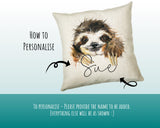 Personalised Sloth Cushion Gift Printed Name Design - Cushion Throw Pillow Gift For Mum Dad Friend Bedroom Birthday Christmas Gift CS079