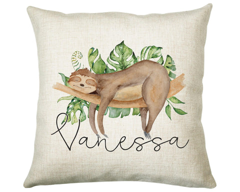 Personalised Sloth Cushion Gift Printed Name Design - Cushion Throw Pillow Gift For Mum Dad Friend Bedroom Birthday Christmas Gift CS071