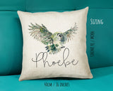 Personalised Owl Leaf Cushion Gift Printed Name Design - Cushion Throw Pillow Gift For Boys Nursery Bedroom Birthday Christmas Gift CS394