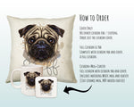 Personalised Pug Cushion Gift Printed Name Design - Cushion Throw Pillow Gift For Dog Lover Dog Mum Dad CS301
