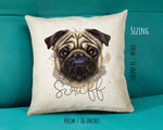 Personalised Pug Cushion Gift Printed Name Design - Cushion Throw Pillow Gift For Dog Lover Dog Mum Dad CS301