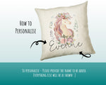 Personalised Unicorn Cushion Gift Printed Name Design - Cushion Throw Pillow Gift For Girls Nursery Bedroom Birthday Christmas Gift CS036