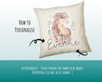 Personalised Unicorn Cushion Gift Printed Name Design - Cushion Throw Pillow Gift For Girls Nursery Bedroom Birthday Christmas Gift CS036