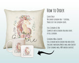 Personalised Unicorn Cushion Gift Printed Name Design - Cushion Throw Pillow Gift For Girls Nursery Bedroom Birthday Christmas Gift CS036