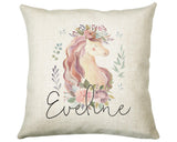 Personalised Unicorn Cushion Gift Printed Name Design - Cushion Throw Pillow Gift For Girls Nursery Bedroom Birthday Christmas Gift CS036