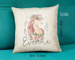 Personalised Unicorn Cushion Gift Printed Name Design - Cushion Throw Pillow Gift For Girls Nursery Bedroom Birthday Christmas Gift CS036