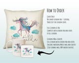 Personalised Unicorn Cushion Gift Printed Name Design - Cushion Throw Pillow Gift For Girls Nursery Bedroom Birthday Christmas Gift CS034