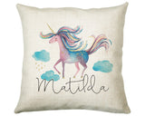 Personalised Unicorn Cushion Gift Printed Name Design - Cushion Throw Pillow Gift For Girls Nursery Bedroom Birthday Christmas Gift CS034
