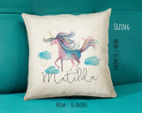 Personalised Unicorn Cushion Gift Printed Name Design - Cushion Throw Pillow Gift For Girls Nursery Bedroom Birthday Christmas Gift CS034