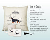 Anatomy of a Dachshund Funny Gift For Him Or Her Cushion Pillow Bedroom Decor CS416