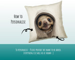 Birthday Gift For Boy Girl Sloth Cushion Gift Printed Name Design Cushion Throw Pillow Gift For Girls Nursery Bedroom Animal Gift CS533
