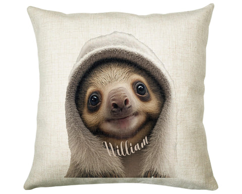 Birthday Gift For Boy Girl Sloth Cushion Gift Printed Name Design Cushion Throw Pillow Gift For Girls Nursery Bedroom Animal Gift CS533