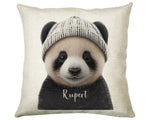 Birthday Gift For Boy Baby Panda Bear Cushion Gift Printed Name Design Cushion Throw Pillow Gift For Boys Nursery Bedroom Animal Gift CS529