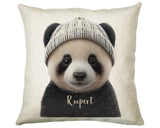 Birthday Gift For Boy Baby Panda Bear Cushion Gift Printed Name Design Cushion Throw Pillow Gift For Boys Nursery Bedroom Animal Gift CS529