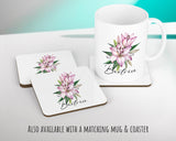 Personalised Lily Flowers Cushion Gift Printed Name Design - Cushion Throw Pillow Gift For Sitting Room Bedroom Birthday Gift CS491