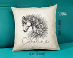 Personalised Horse Lover Cushion Gift Printed Name Design - Cushion Throw Pillow Gift For Boys Nursery Bedroom Birthday Gift G015