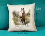 Personalised Horse Lover Cushion Gift Printed Name Design - Cushion Throw Pillow Gift For Boys Nursery Bedroom Birthday Gift G012
