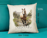 Personalised Horse Lover Cushion Gift Printed Name Design - Cushion Throw Pillow Gift For Boys Nursery Bedroom Birthday Gift G012
