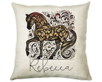 Personalised Horse Lover Cushion Gift Printed Name Design - Cushion Throw Pillow Gift For Boys Nursery Bedroom Birthday Gift G011