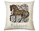 Personalised Horse Lover Cushion Gift Printed Name Design - Cushion Throw Pillow Gift For Boys Nursery Bedroom Birthday Gift G011