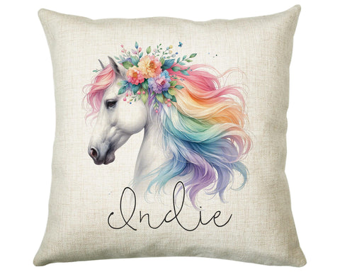 Personalised Horse Lover Cushion Gift Printed Name Design - Cushion Throw Pillow Gift For Boys Nursery Bedroom Birthday Gift G009