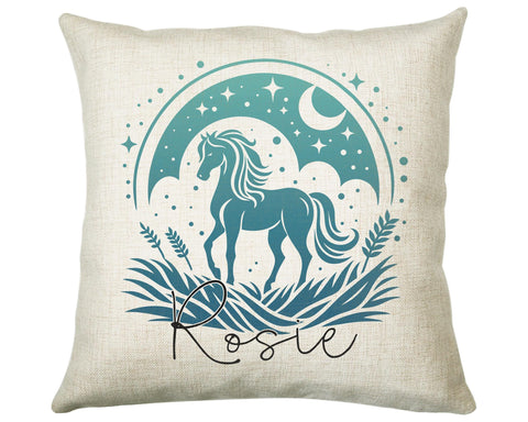 Personalised Horse Lover Cushion Gift Printed Name Design - Cushion Throw Pillow Gift For Boys Nursery Bedroom Birthday Gift G008