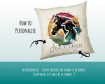 Personalised Horse Lover Cushion Gift Printed Name Design - Cushion Throw Pillow Gift For Boys Nursery Bedroom Birthday Gift G003